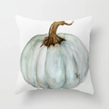 Federa quadrata bianca con stampa di zucca ad acquerello color ciano chiaro per decoro - Drd85-9 / Velluto Color Pesca 45*45cm Lato Singolo Imbottitura Del Cuscino Non Inclusa.