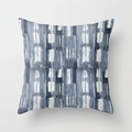 Close-up of geometric watercolor patterns in navy and grey on a textured pillowcase - Blue Gray Abstract Watercolor Geometric (DRS-11) / 18x18 Inch
