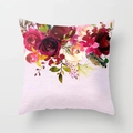 Peach skin square pillow case featuring purple watercolor floral and feather prints - Purple Base Floral (DRD93-3) / 45x45cm