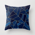 Pink marble and navy geometric square pillowcase with elegant gold lines in peach skin fabric - 18x18 Inch / Navy Gold-Geometric Patchwork (DRD15-17)