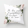 Peach skin flower pillow case with He Has Made Everything Beautiful quote - Floral with Quote (DRD93-4) / 45x45cm