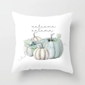 Fodera per cuscino bianca con stampa zucche e scritta Welcome Autumn - Stile Combo Zucca Welcome Autumn (DRD85-8)