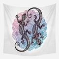 Arazzo mandala bohémien con gechi e sfumature di colore viola e blu intenso - 130x150 / Stampa Gecko Mandala (WTE-2)