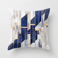Square Art Deco pillowcase featuring navy blue and gold geometric marble patterns - 18x18 Inch / Dark Blue White Gold-Art Deco (DRD15-8)