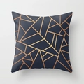 Navy blue square pillowcase with modern gold geometric marble patterns for sofas - 18x18 Inch / Navy-Gold Abstract Lines (DRD15-9)