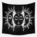 Arazzo minimalista bianco e nero con motivi mistici di sole e luna decorativi - 130x150