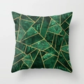 Modern emerald green and gold geometric marble pattern square throw pillow case - 18x18 Inch / Dark Green Emerald-Gold Line Marble (DRD15-10)