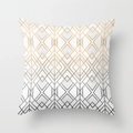 Pink marble geometric throw pillow cover with golden Art Deco pattern on white fabric - 18x18 Inch / White Gray Gold-Art Deco (DRD15-14)