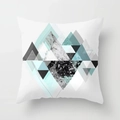 Federa per cuscino quadrata con motivi in marmo e triangoli geometrici verde menta - Triangolo Geometrico Diagonale Marmo (DRD104-4) / 45x45 cm