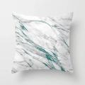 Square pillowcase featuring white marble texture and teal glitter vein patterns - Teal Glitter Veined Marble Style (DRD104-5) / 18x18 Inch
