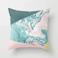 Modern marble geometric pillow case with turquoise and pink peach skin velvet pattern - Gold Glitter Spliced Geometric Flow (DRD104-6) / 18x18 Inch