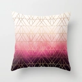 Pink marble geometric pillowcase with gold triangle pattern and purple gradient - 18x18 Inch / Pink Purple Gradient-Gold Geometric (DRD15-22)