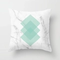 Modern marble texture throw pillow cover with mint green geometric diamonds pattern - Mint Green Overlaid Rhombus Marble (DRD104-9) / 18x18 Inch