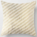 Square peach skin pillowcase featuring gold diagonal stripes on cream fabric - Pattern DRD59-7