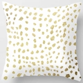 Square peach skin pillowcase with golden metallic irregular dots on white fabric - Pattern DRD59-8