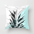 Square peach skin pillowcase with blue marble geometry and pineapple leaf print - Marble Geometric Spliced Pineapple Leaf (DRD104-11) / 18x18 Inch