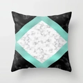 Modern marble pillowcase with geometric mint green metallic lines and grey patterns - Dark Gray Marble Rhombus Splicing (DRD104-12) / 18x18 Inch