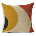 Federa per cuscino in lino con cerchio giallo e motivi geometrici rosso ruggine - Stile Arte Astratta Cerchio Giallo Brillante (YMD65-2)