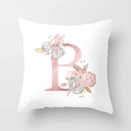 Fodera per cuscino moderna lettera B oro rosa con motivo floreale acquerello in pelle pesca - Lettera B (DRD150-B) / 45x45cm