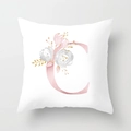 Fodera per cuscino moderna con lettera C e motivi floreali in morbida microfibra - 45cmx45cm / Stile Lettera C Oro Rosa (DRD150-C)