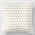 White peach skin pillowcase with golden geometric patterns for modern sofa decor - Pattern DRD59-13