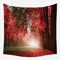 Tapisserie murale forêt d'automne avec arbres rouges et paysage imprimé en numérique - 95*73 / Halo de Forêt d'Automne (WTG-7)