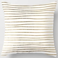 Modern white peach skin pillow cover with golden horizontal metallic stripe pattern - Pattern DRD59-16