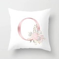 Detail of rose gold letter O with watercolor flowers on soft white peach skin pillowcase - 45cmx45cm / Rose Gold Letter O Style (DRD150-O)