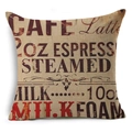 Vintage Mediterranean linen pillow cover with coffee latte print and rustic texture - Vintage Coffee Culture Style (YMD80-1)
