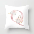 Detailed view of the rose gold letter Q with floral design on white pillowcase - 45cmx45cm / Rose Gold Letter Q Style (DRD150-Q)