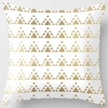 Square peach skin pillowcase with gold geometric triangle pattern on white background - Pattern DRD59-18