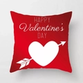 Detail of red Valentine's Day pillowcase with white heart and Cupid's arrow design - 18x18 Inch / Red Heart Arrow (DRD156-7)