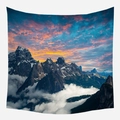 Tapisserie murale paysage de montagne enneigée et nuages avec coucher de soleil orange - 95*73 / Mer de Nuages en Montagne (WTG-11)