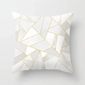Pink marble geometric throw pillow cover with gold line patterns on peach skin fabric - 18x18 Inch / Gray White Gold Line Patchwork (DRD15-32)