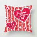 Detail of red and pink heart patterns with diagonal stripes on festive peach skin pillowcase - 18x18 Inch / Red Twill Lace Heart (DRD156-5)