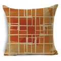 Linen square pillowcase with modern abstract geometric pattern in orange and brown - Orange Brown Beige Artistic Grid Style (YMD65-10)