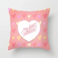 Detail of peach skin pillowcase with heart pattern and My Sweet Valentine text - 18x18 Inch / Pink Heart (DRD156-1)