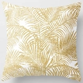 Square peach skin pillowcase with golden glitter palm leaf pattern on a white background - Pattern DRD59-20