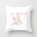 Close-up of peach skin pillowcase featuring floral letter W in watercolor style - 45cmx45cm / Rose Gold Letter W Style (DRD150-W)
