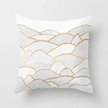 Pink marble geometric pillowcase with gold abstract mountain lines on peach skin fabric - 18x18 Inch / White Gray Gold Gradient-Wave Geometric (DRD15-34)