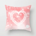 Detailed view of peach skin pillowcase with Happy Valentine's Day heart design - 18x18 Inch / Pink Gradient Glowing Heart (DRD156-4)