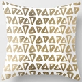 Square peach skin pillowcase with golden triangle geometric pattern on white base - Pattern DRD59-21