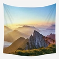 Tapisserie paysage de montagne avec lever de soleil doré et nuages sur tissu doux - 95*73 / Lever de Soleil en Montagne (WTG-13)