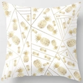 Golden pineapple pillow cover with geometric patterns on white peach skin fabric - Pattern DRD59-22