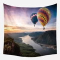 Tenture murale décorative avec montgolfières sur une vallée au coucher du soleil - 95*73 / Vallée des Montgolfières (WTG-14)