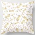 Square pillowcase with gold pineapple and rose gold geometric pattern on peach skin fabric - Pattern DRD59-23