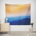 Tenture murale paysage forêt coucher de soleil avec impression dégradée orange et bleu - 95*73 / Chaîne de Montagnes au Coucher du Soleil (WTG-32)