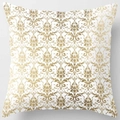 Golden Damask floral pattern pillowcase on white peach skin fabric for sofa decor - Pattern DRD59-29