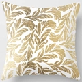 Square peach skin pillowcase featuring decorative metallic golden feather pattern - Pattern DRD59-30