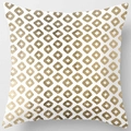 White peach skin pillow case with gold metallic geometric square prints for sofa - Pattern DRD59-32